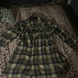 SHEIN Plaid Long Sleeve Dress - Black and Cream